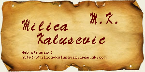 Milica Kalušević vizit kartica